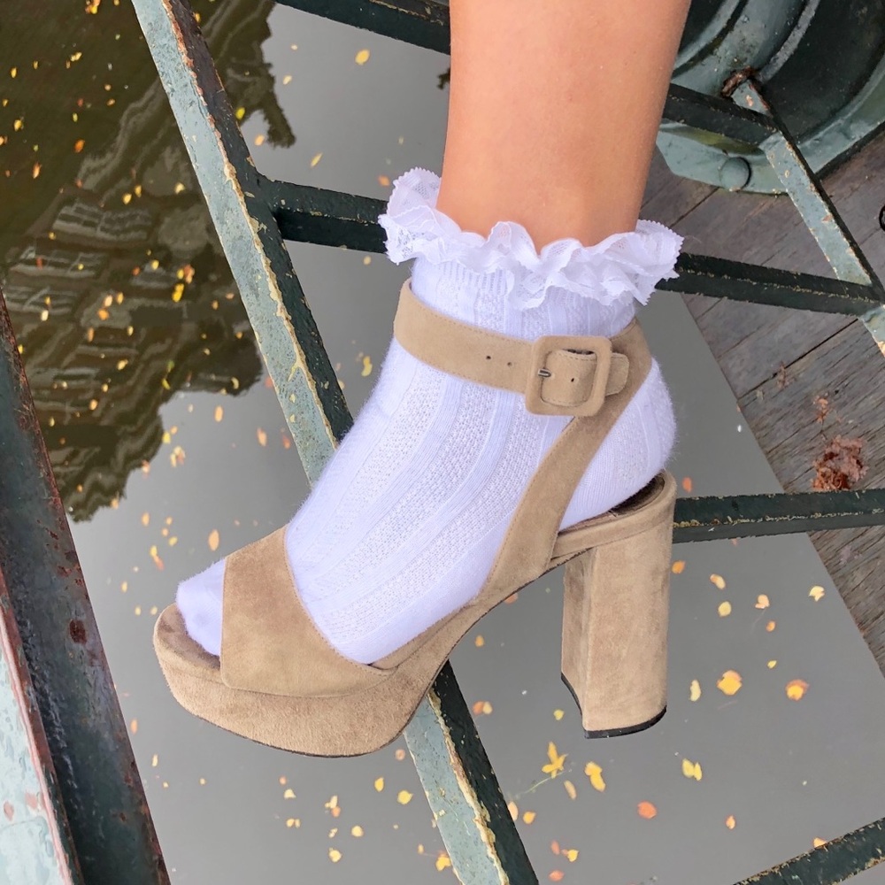 Miu Miu Suede Platform Heel Sandals